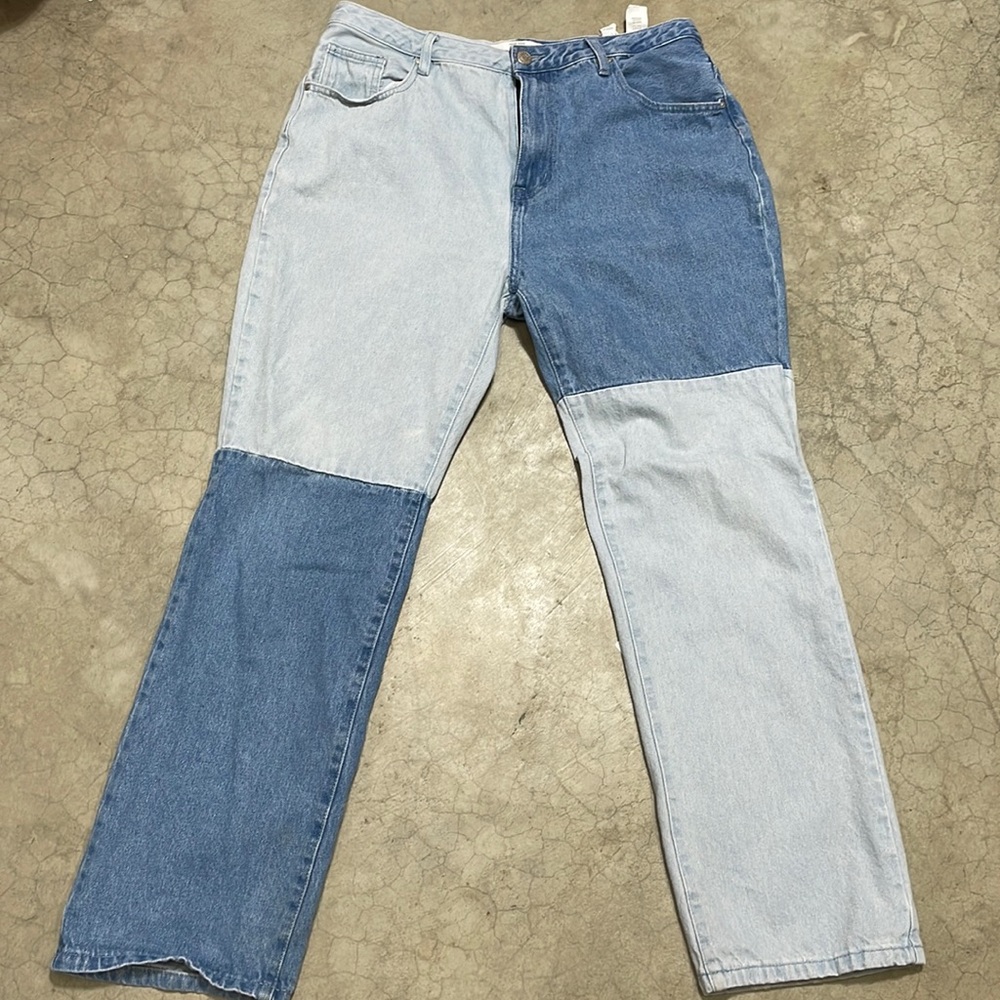 Refuge denim mom bicolor jeans